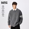 NPC潮牌【糯米绒】袖口撞色条纹圆领廓形针织毛衣男落肩NP4CSW15 商品缩略图0