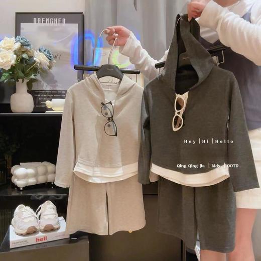 【爆款上新慕斯绒假两件连帽打底衫套装】巴比童装阔腿裤两件套秋季套装儿童 商品图2