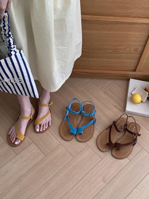 【GZ】无忧购“清仓大促”森系复古磨砂牛皮小众度假夹趾凉鞋H868-2（截单后3-5天发货) 商品图0