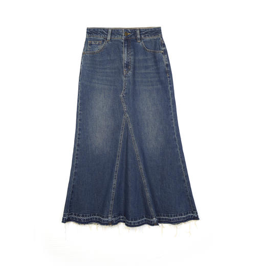 NEELLY纳俪秋季新款商场同款复古牛仔半身裙女高腰大摆裙长裙N25084E04579 商品图3