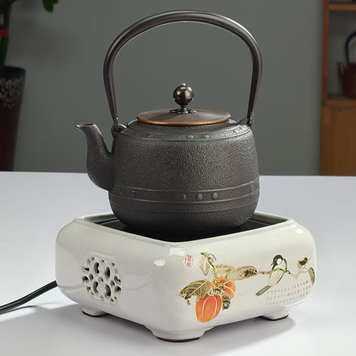 微哲明丨柿柿如意 窑变陶瓷 茶道电陶炉 1000W 宝蓝圆型/白色方型 不含壶 商品图13