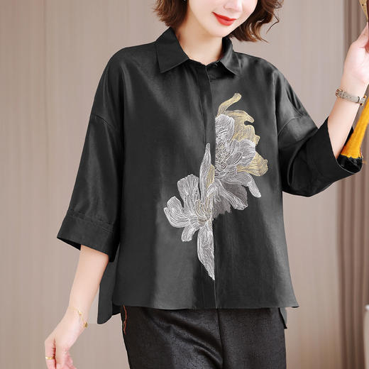 A2851初秋新款刺绣短外套女香云纱气质女士新中式西装上衣女 商品图2