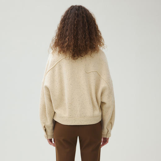 谜底外套长袖女2025秋新品圆领百搭面包扣花呢料短大衣253MW1256 商品图2