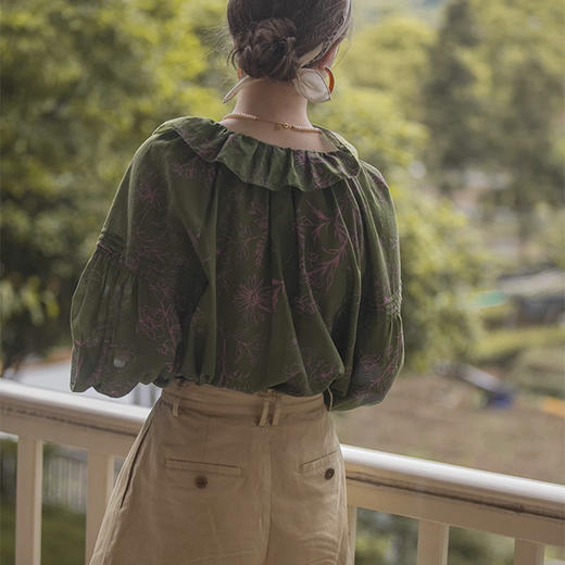 裁缝学苑AH51法式荷叶边衬衫纸样女装上衣复古V领衬衣样板 商品图4