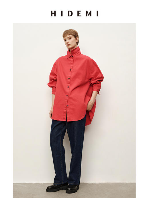 HIDEMI 经典牛仔系列深藏蓝牛仔蓝复古中腰直筒铅笔牛仔裤 商品图3