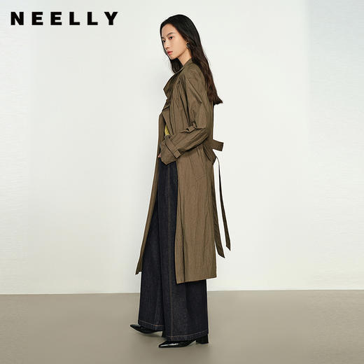NEELLY纳俪商场同款秋季新款通勤简约风纯色休闲风衣女宽松外套N25084F04592 商品图0