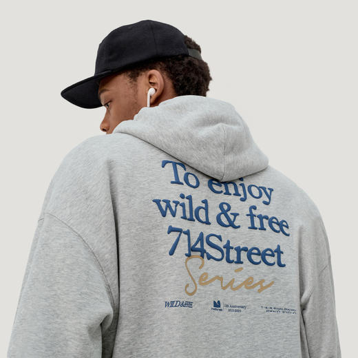 714street美式复古印花加绒连帽卫衣男2025秋冬款情侣装宽松帽衫 商品图0