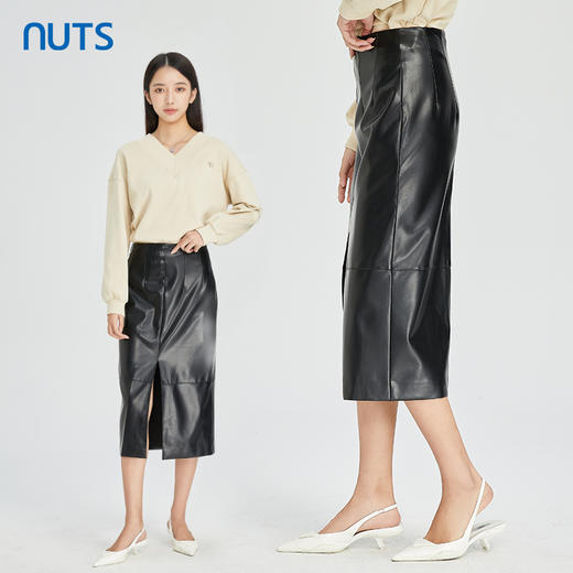 NUTS商场同款春秋款时尚甜酷气质皮裤半身裙女316063132B 商品图1