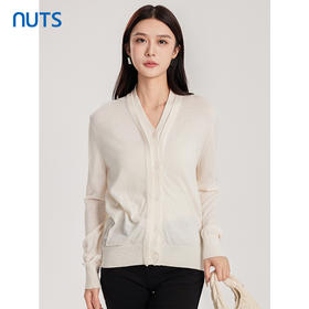NUTS商场同款春秋款V领纯色时尚气质毛织短外套女414052405