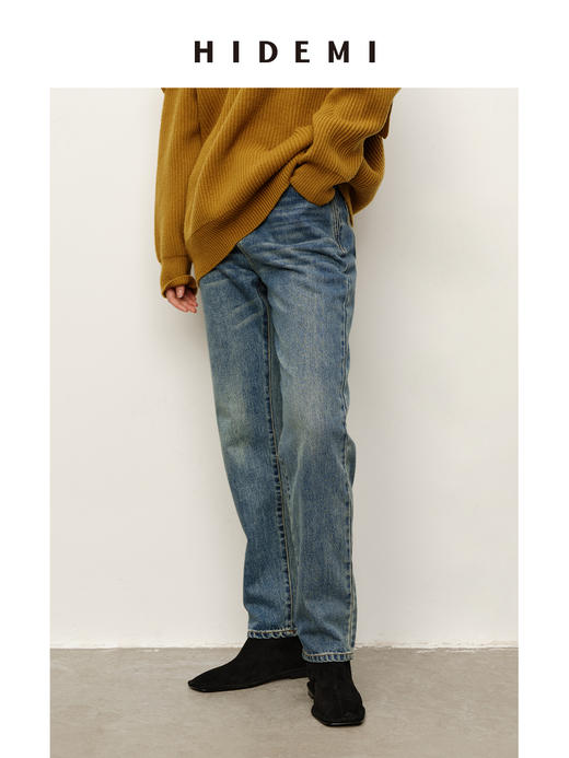 HIDEMI 多重水洗复古做旧感小脚牛仔裤 商品图0