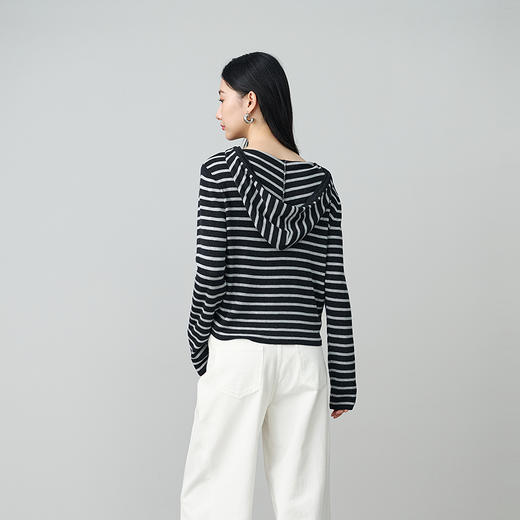 NEELLY纳俪商场同款秋新款经典简约条纹撞色针织衫女随性舒适上衣N25084A05509 商品图1