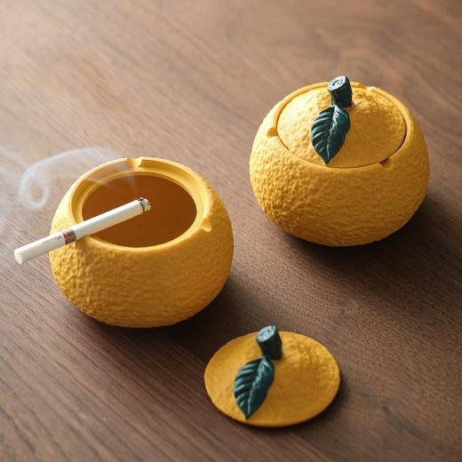 丑橘烟灰缸带盖树脂家用创意客厅茶几摆件防飞办公室高颜值烟缸 商品图2