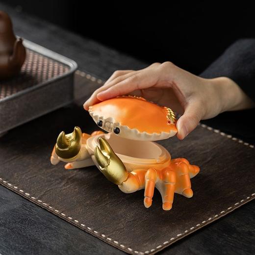 螃蟹树脂烟灰缸小茶办公室家用客厅带盖防飞中式可爱摆件装饰 商品图6