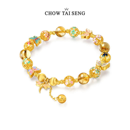 周大生黄水晶手串女生手链S925纯银新中式蝴蝶手饰七夕礼物送女友 商品图0