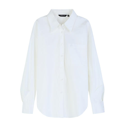 NEELLY纳俪商场同款秋季新款百搭浅色通勤衬衫女经典显瘦简约衬衣N25084B04408 商品图3