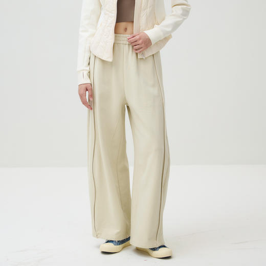 谜底阔腿裤长裤女2025秋新品百搭松紧腰抽绳休闲裤卫裤253MK1201 商品图0