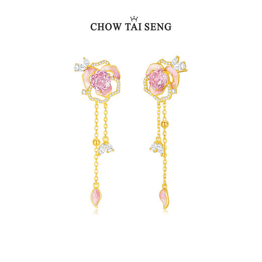 周大生星辰玫瑰流苏耳钉女款2025新款纯银轻奢高级七夕礼物送女友 商品图1