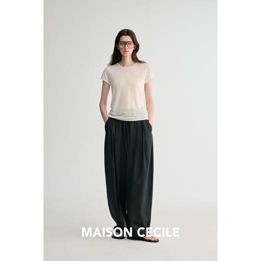 MAISON CECILE 两色/复古慵懒春秋百搭松紧腰精纺羊毛气球裤 商品图2