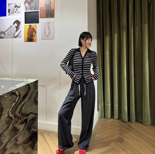 秦岚同款moco针织衫条纹衫开衫081404 商品图1