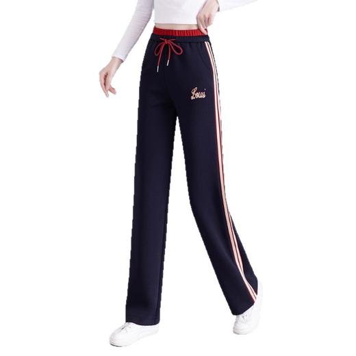 灰色运动裤女秋季2025新款加绒宽松时尚阔腿裤垂感休闲直筒卫裤子 商品图4