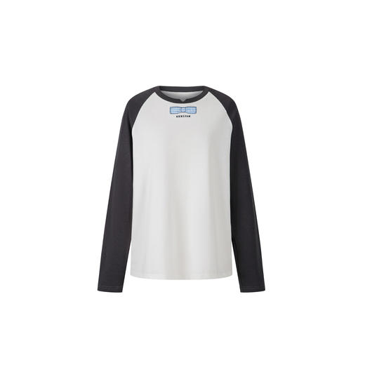 HERLIAN2025年秋季新品女士领口蝴蝶结印花撞色插肩袖T恤衫 商品图4