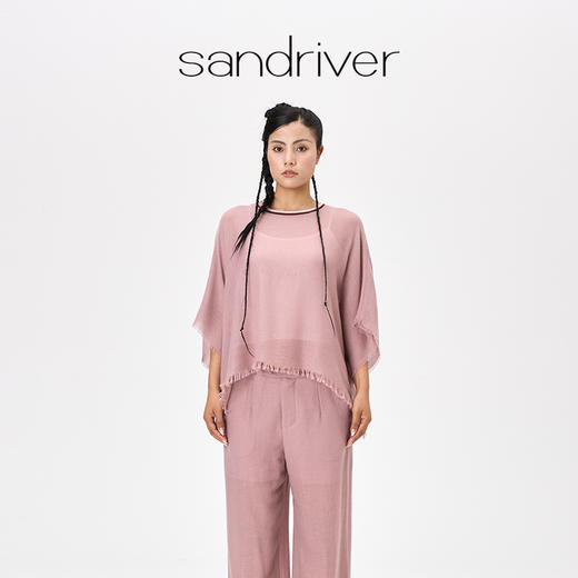 羊绒夹道圆领斗篷式女上衣  SJF97W366B 商品图0