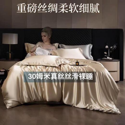 重磅真丝30姆桑蚕丝真丝三四件套双面丝绸裸睡被套冰丝天丝春夏秋 商品图6