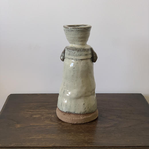 日本中古粗陶手作双耳花器 商品图0