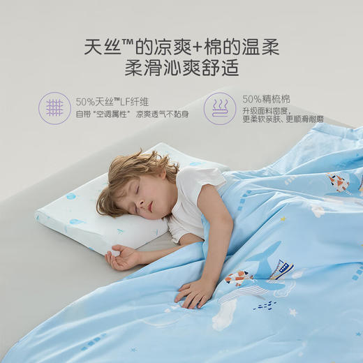 罗莱儿童XS 艺术 W-A类莱赛尔抗菌蚕丝被-夏 鲸鱼城堡  蓝色 120×150cm 商品图1