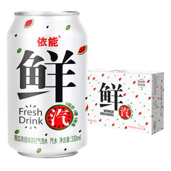 依能 原味 苏打水汽水饮料  无糖气泡水 0卡0能量 330ml*24罐 整箱装 商品图6