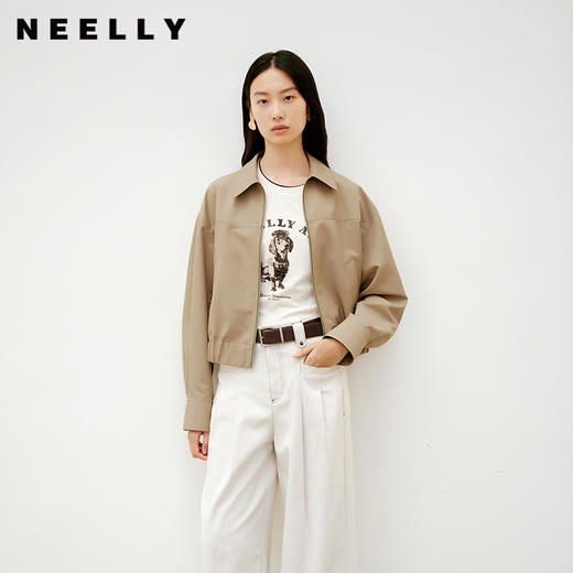 NEELLY纳俪商场同款秋季新款截断式休闲风衣外套女简约百搭上衣N25081C01065 商品图0