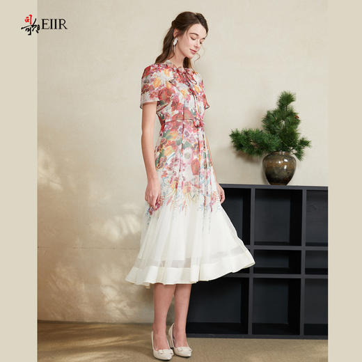 司歌印花收腰连衣裙短袖A911077X 商品图0