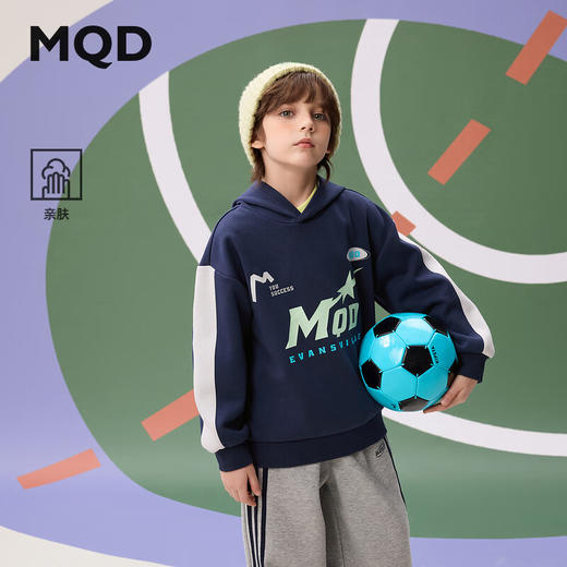 【MQD】秋季新品男大童学院风字母美式复古连帽卫衣 商品图0