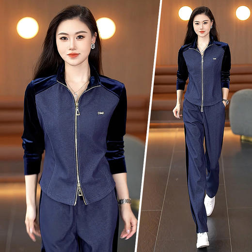SP63-811休闲运动套装女2025早春时尚圆领卫衣春秋外套洋气妈妈品牌两件套 商品图0