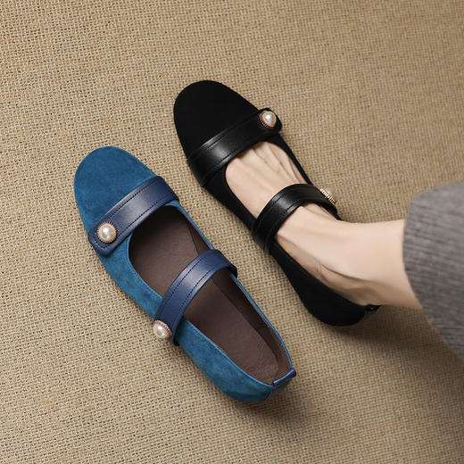 【预售5天】小众复古蓝色浅口单鞋，圆头小香风粗跟玛丽珍鞋AJ&AJ10008 商品图2