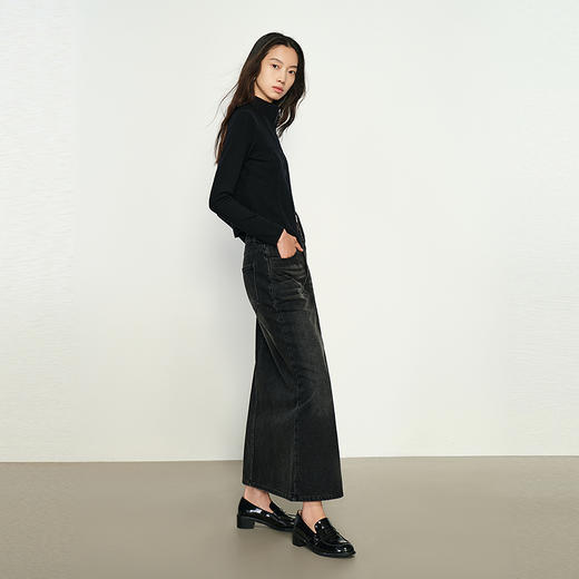 NEELLY纳俪商场同款秋新款A字廓形水洗牛仔百搭半身裙女显瘦长裙N25084E04609 商品图2