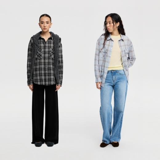 oneup轻薄格子口袋宽松衬衫 商品图7