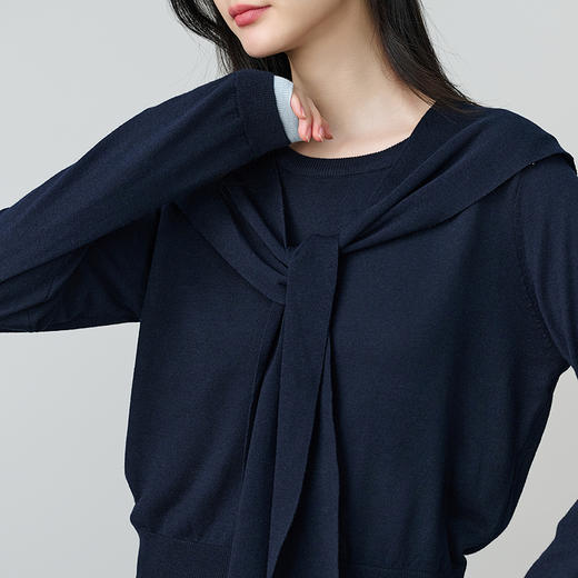 NEELLY纳俪商场同款秋季新款披肩软糯设计感针织衫女舒适百搭上衣N25084A05508 商品图2