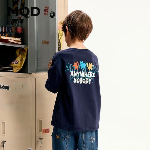 【MQD】男大童秋季新品休闲百搭亲肤长袖T恤 商品图1