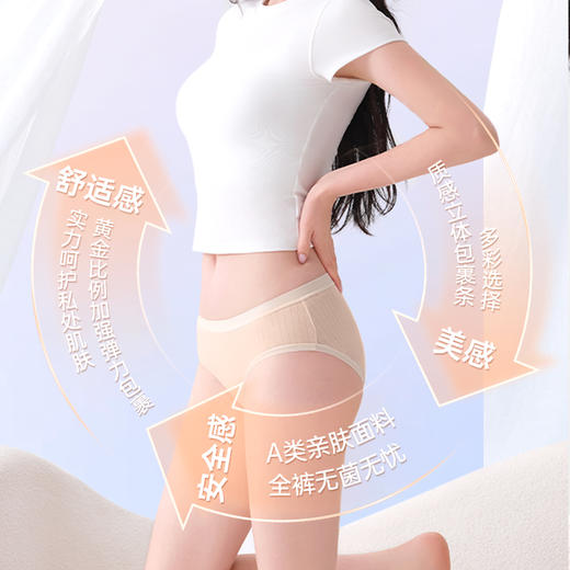 【无菌级】Freego「彩色条纹」7A抗菌A类一次性内裤5条装L码 商品图1