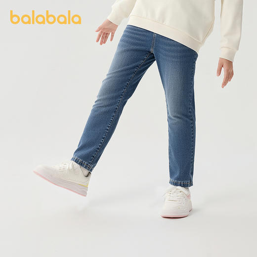 巴拉巴拉童装女童裤子冬装加绒牛仔长裤儿童舒适萝卜裤复古休闲潮 商品图2