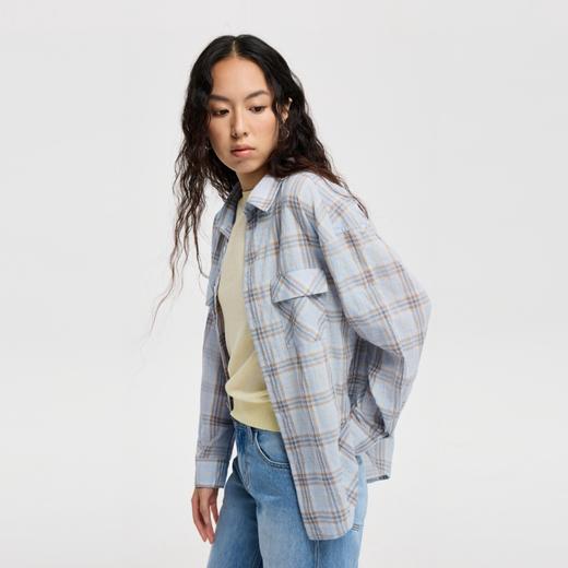 oneup轻薄格子口袋宽松衬衫 商品图5