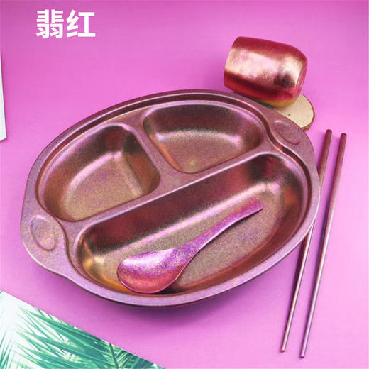 【纯钛儿童餐盘】纯钛幼儿园餐盘儿童餐具宝宝分格男女孩创意卡通防摔分隔饭菜盘子 商品图10