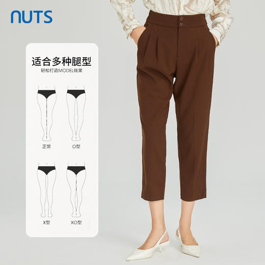 NUTS商场同款春秋复古气质高腰直筒显瘦九分休闲长裤女313073276B 商品图1