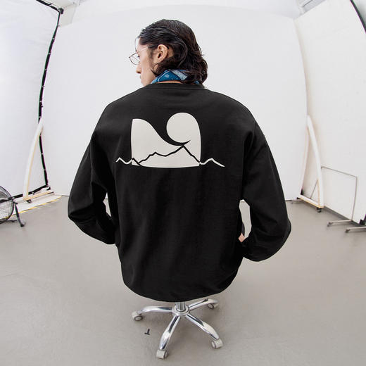 714street美式复古印花长袖上衣 2025秋季国潮纯棉宽松情侣T恤男 商品图3