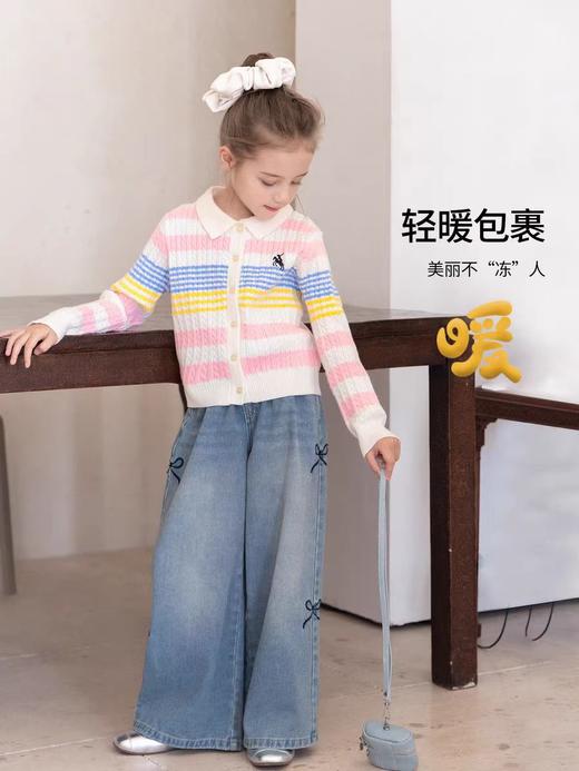 蝴蝶结牛仔阔腿裤 商品图1