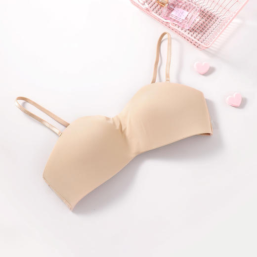 2F【Fandecie芬狄诗】内衣女光面无钢圈可拆卸肩带抹胸式文胸FB00391 商品图3