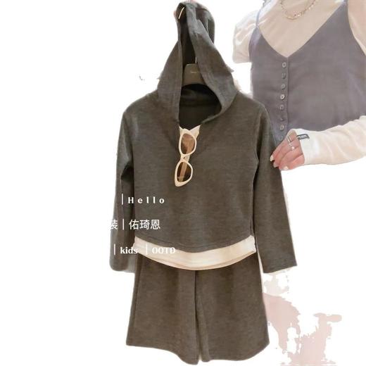 【爆款上新慕斯绒假两件连帽打底衫套装】巴比童装阔腿裤两件套秋季套装儿童 商品图3