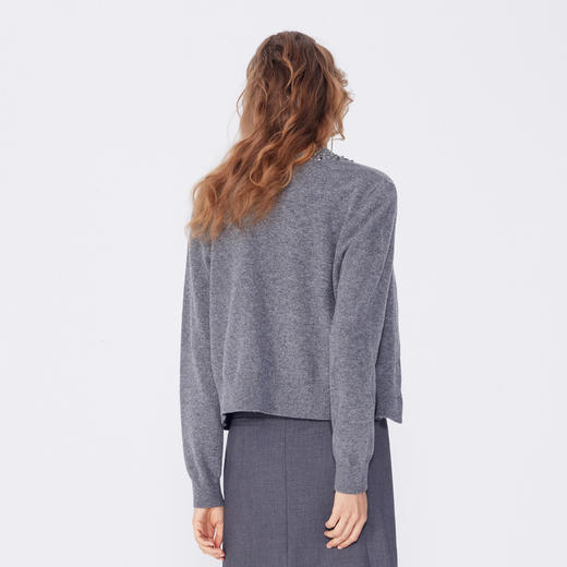 NEELLY纳俪商场同款秋新款绵羊毛通勤灰色两件套针织衫女软糯上衣N25084A04578 商品图1