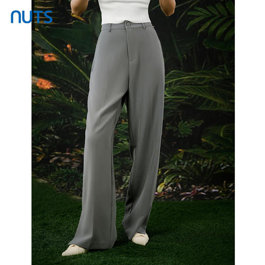 NUTS春秋季新款高腰气质休闲裤宽松垂坠感拖地长裤女414072403 商品图0